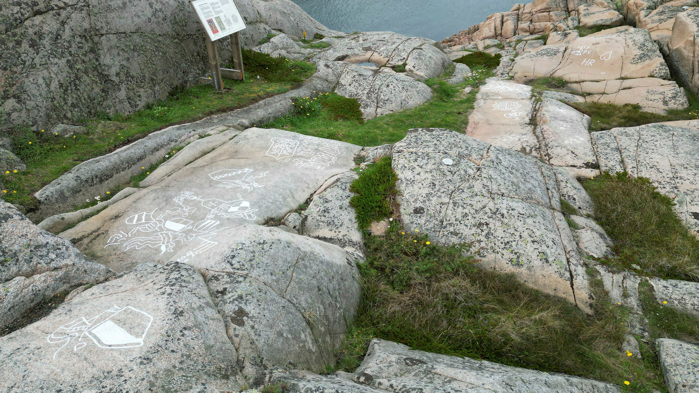 vitmålade hällristningar