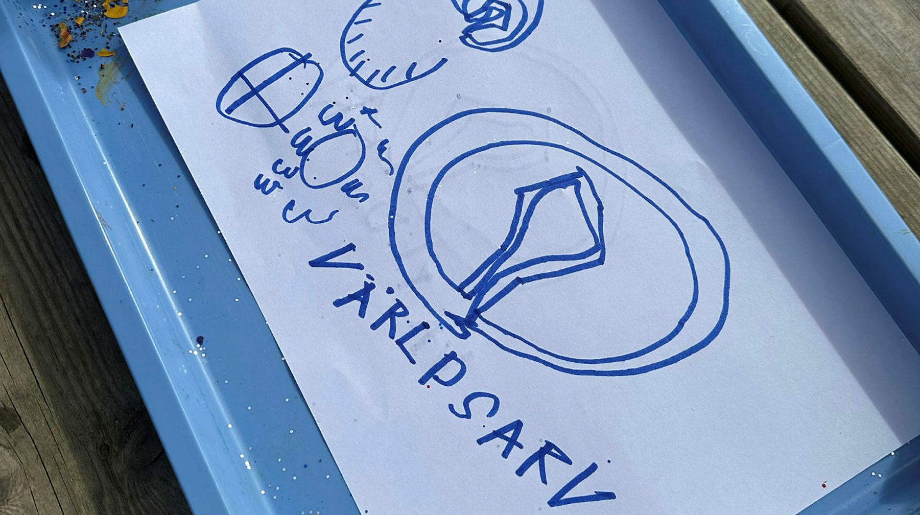 Teckning med världsarvssymbol