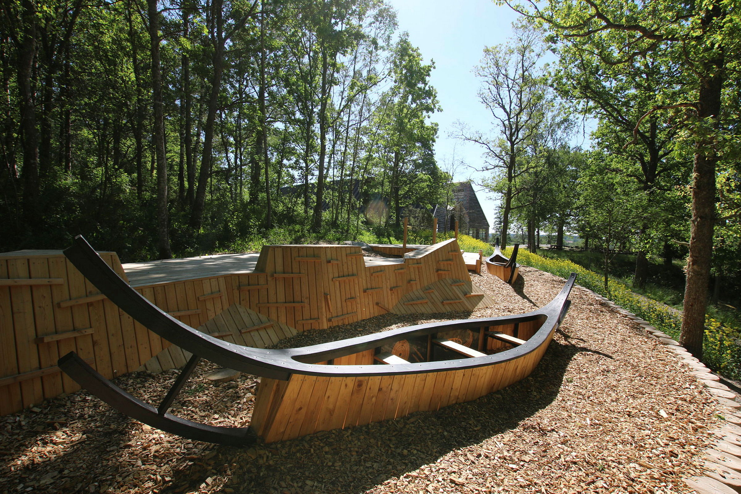 boat in a playground area