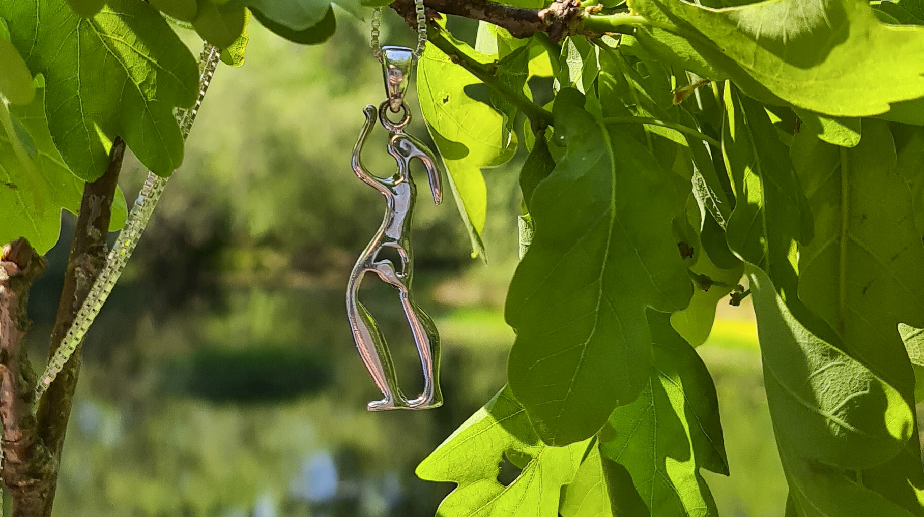 rock art silver necklace with fossum woman