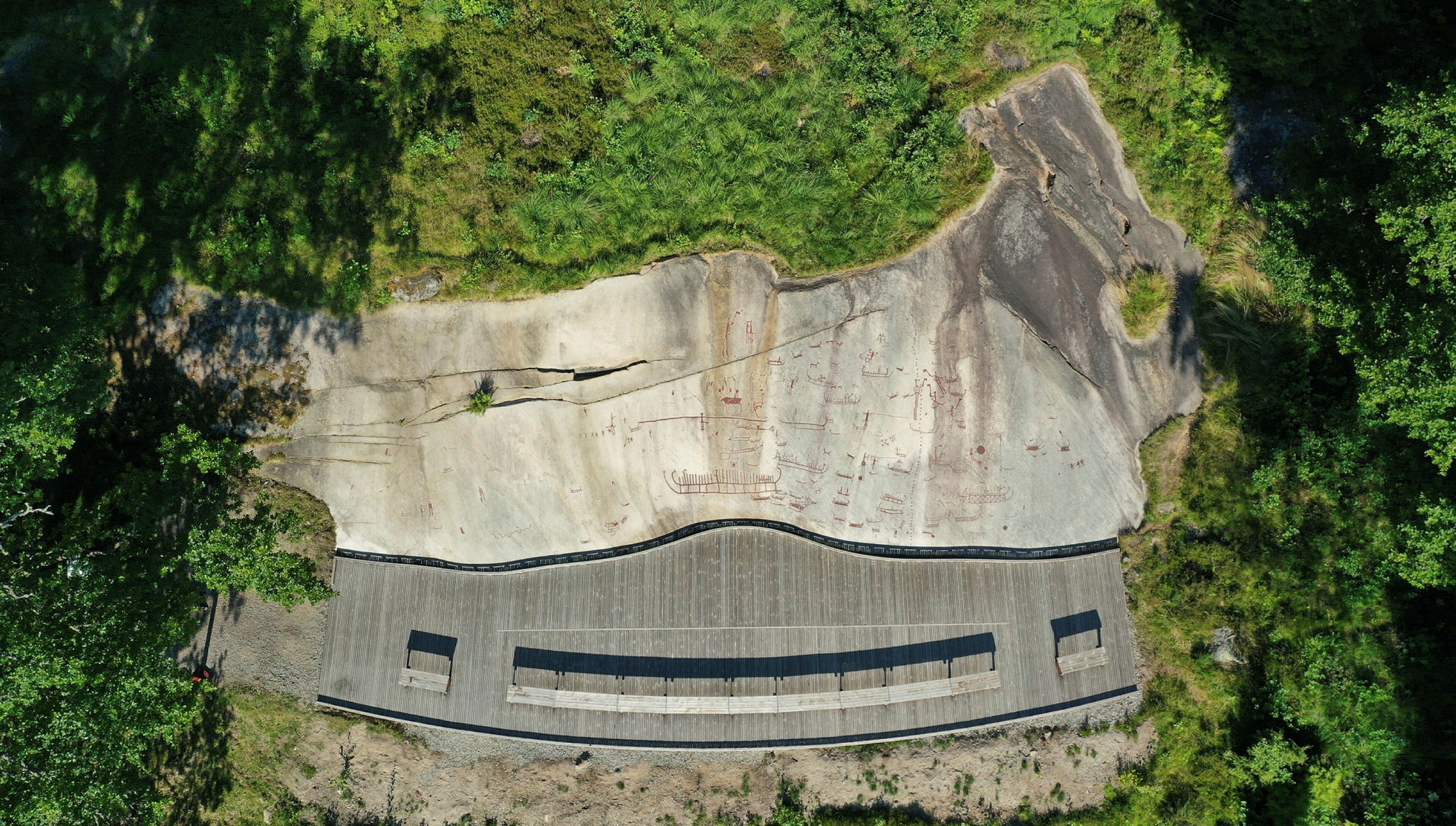 rock carvings view from abowe.