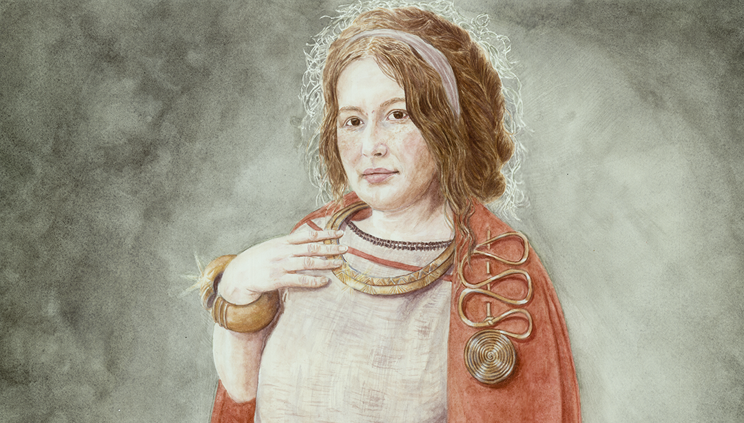 Frau mit Schmuck aus Bronze