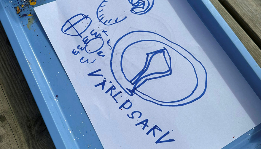 teckning med världsarvssymbol