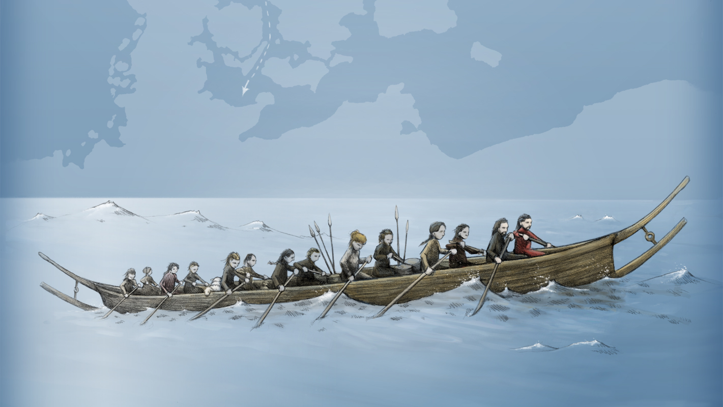 people rowing in a boat