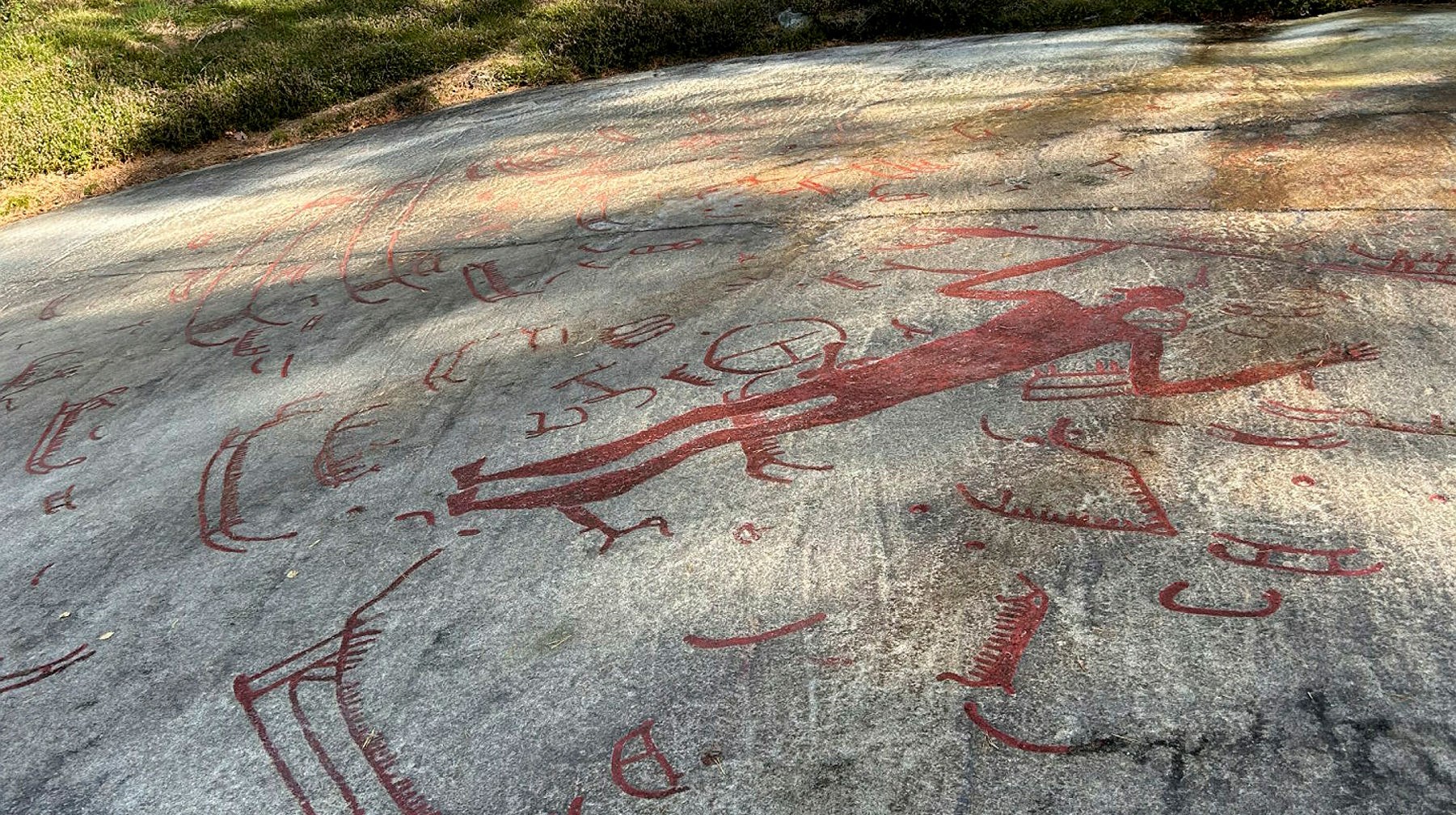 Spear god rock carvings.